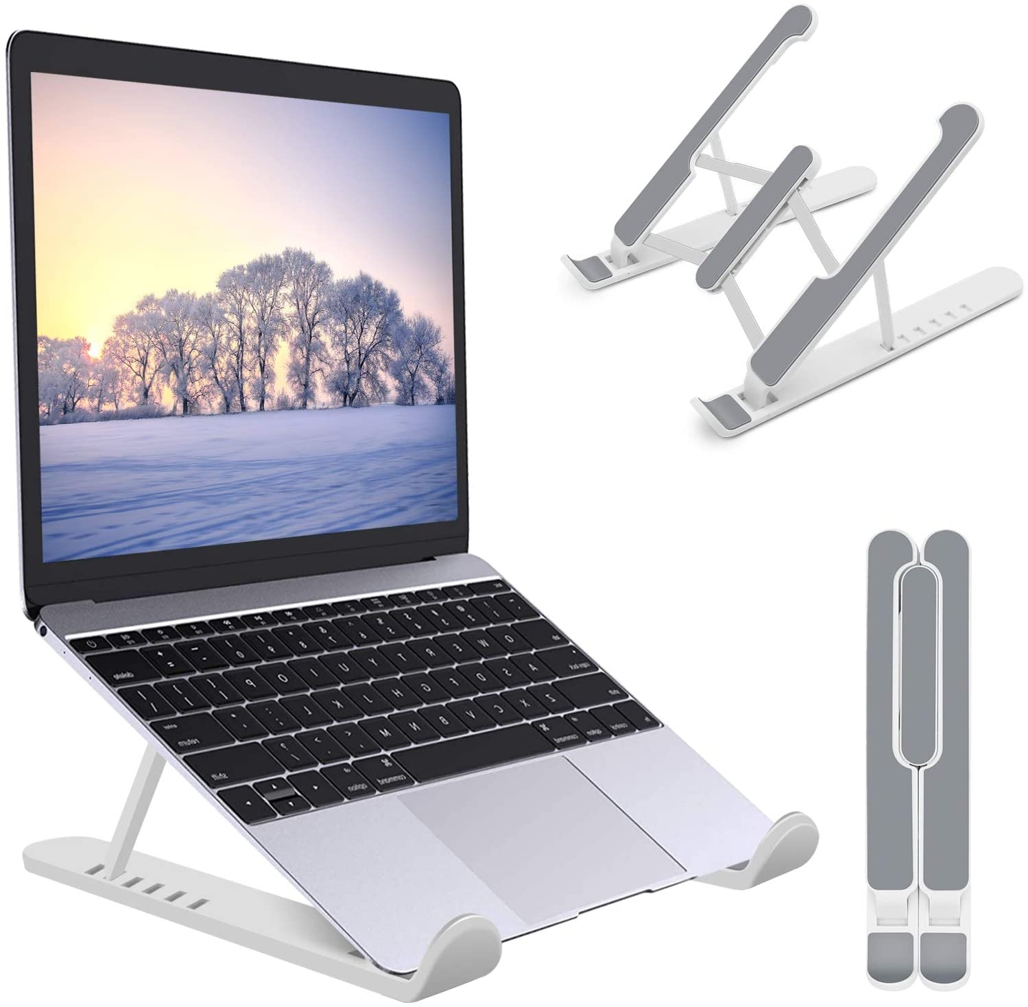 Laptop Stand,Foldable Portable Desk Laptop Stand,Ventilated Cooling Notebook Mount,6-Levels Adjustable Ventilation Tablet PC Laptop Holder(White)